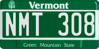 VT license plate NMT308