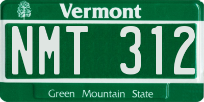 VT license plate NMT312
