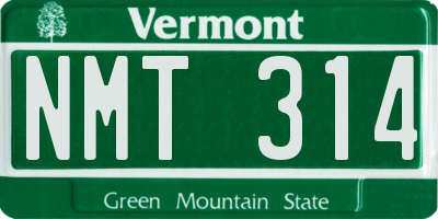 VT license plate NMT314