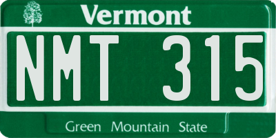 VT license plate NMT315