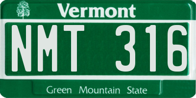 VT license plate NMT316