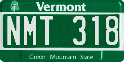 VT license plate NMT318