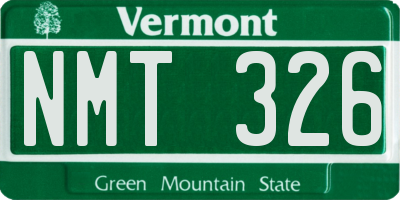 VT license plate NMT326