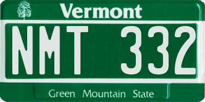 VT license plate NMT332