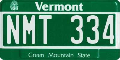 VT license plate NMT334