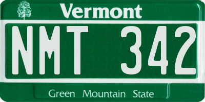 VT license plate NMT342