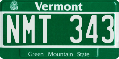 VT license plate NMT343