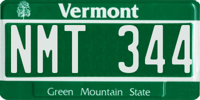 VT license plate NMT344