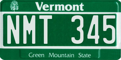 VT license plate NMT345