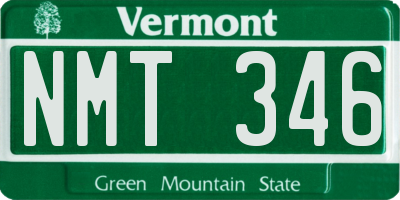 VT license plate NMT346