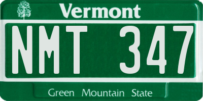 VT license plate NMT347
