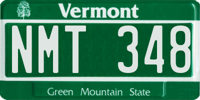 VT license plate NMT348