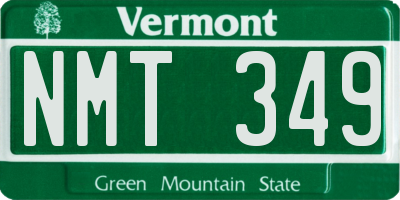 VT license plate NMT349