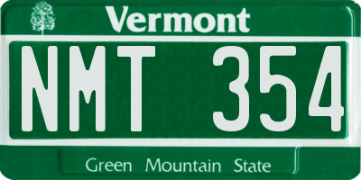VT license plate NMT354