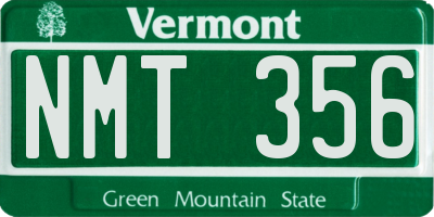 VT license plate NMT356