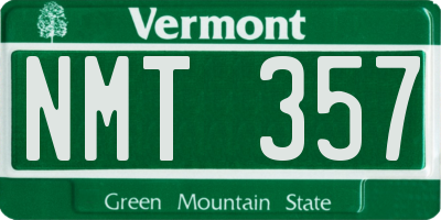 VT license plate NMT357