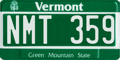 VT license plate NMT359