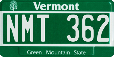 VT license plate NMT362
