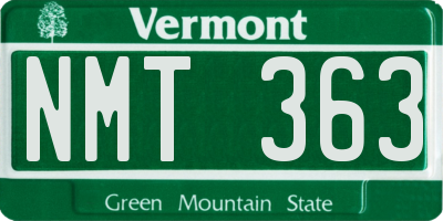 VT license plate NMT363
