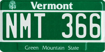 VT license plate NMT366
