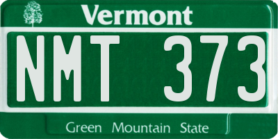 VT license plate NMT373