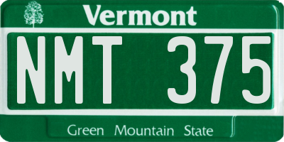 VT license plate NMT375