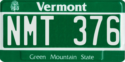 VT license plate NMT376