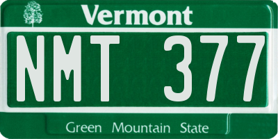 VT license plate NMT377
