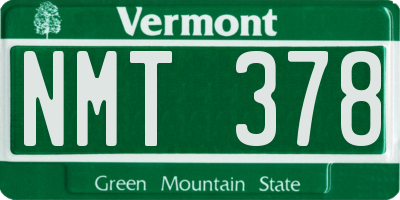 VT license plate NMT378