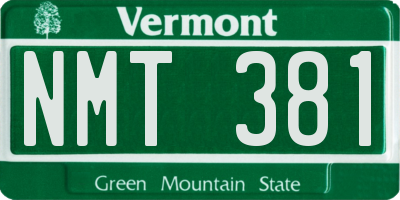 VT license plate NMT381