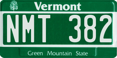VT license plate NMT382