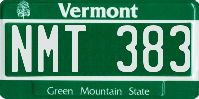 VT license plate NMT383