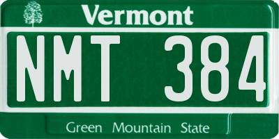 VT license plate NMT384