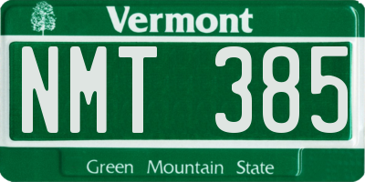 VT license plate NMT385