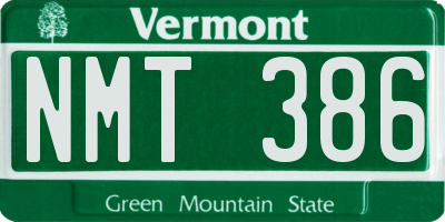 VT license plate NMT386