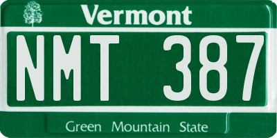VT license plate NMT387