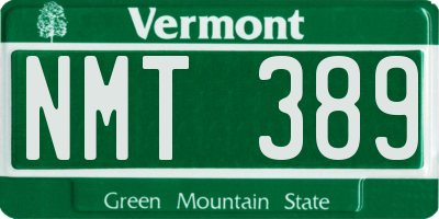 VT license plate NMT389