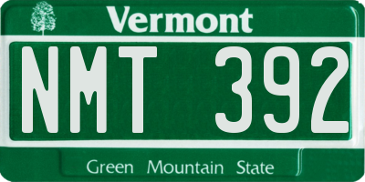 VT license plate NMT392