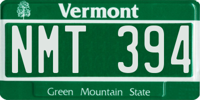 VT license plate NMT394