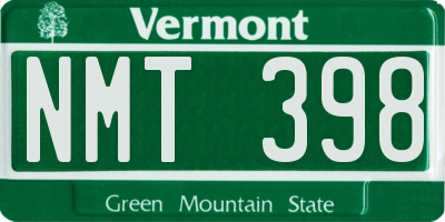 VT license plate NMT398