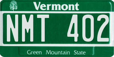 VT license plate NMT402