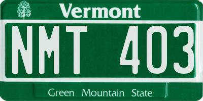 VT license plate NMT403