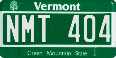 VT license plate NMT404