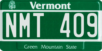 VT license plate NMT409