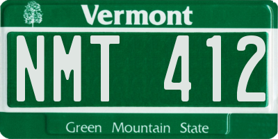 VT license plate NMT412