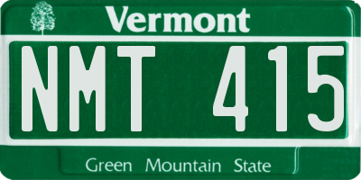 VT license plate NMT415