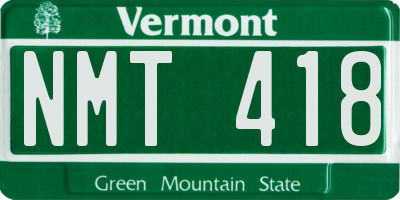 VT license plate NMT418