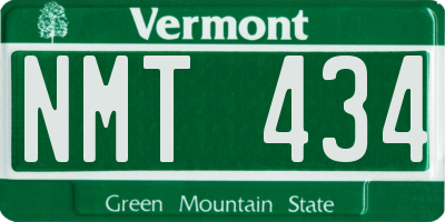 VT license plate NMT434