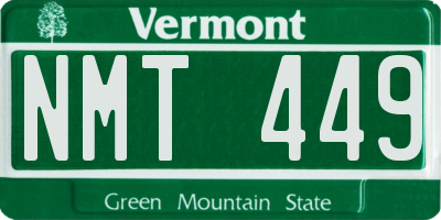 VT license plate NMT449