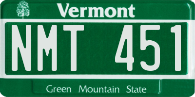 VT license plate NMT451